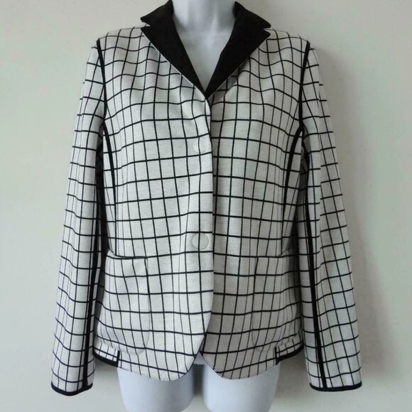 New AKRIS Black Reversible Grid Pattern Blazer Jacket 6, 12 - Picture 7 of 9